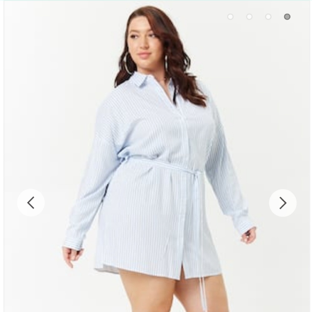 Forever21 Plus Size Pinstriped Shirt Dress